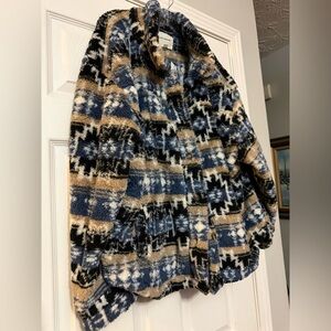 NWT Lucky Brand Faux Fur Sherpa Aztec Teddy Coat Women's XL $169.50